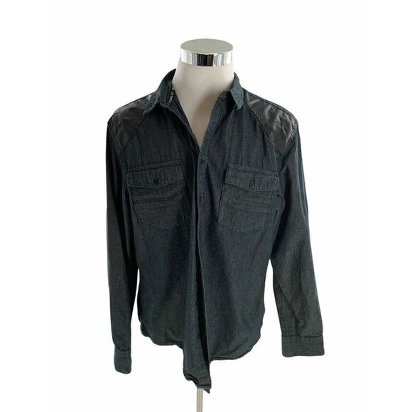 Rock & Republic Button Up Shirt Mens XL Long Sleeve Pockets Charcoal Gray - Picture 6 of 6